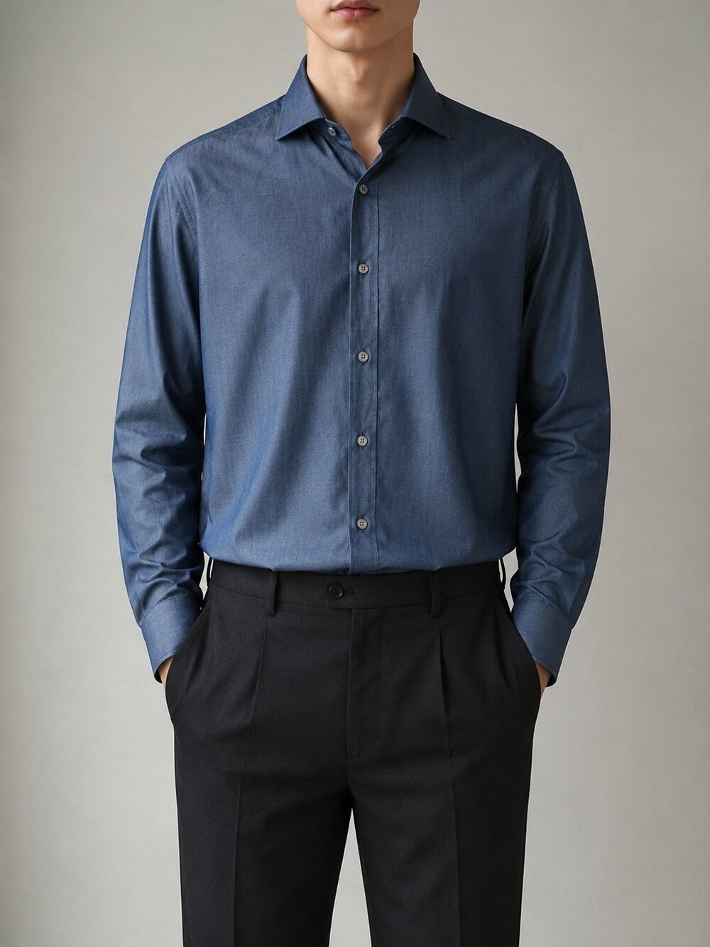 Berluti Cotton Chambray Shirt Blue